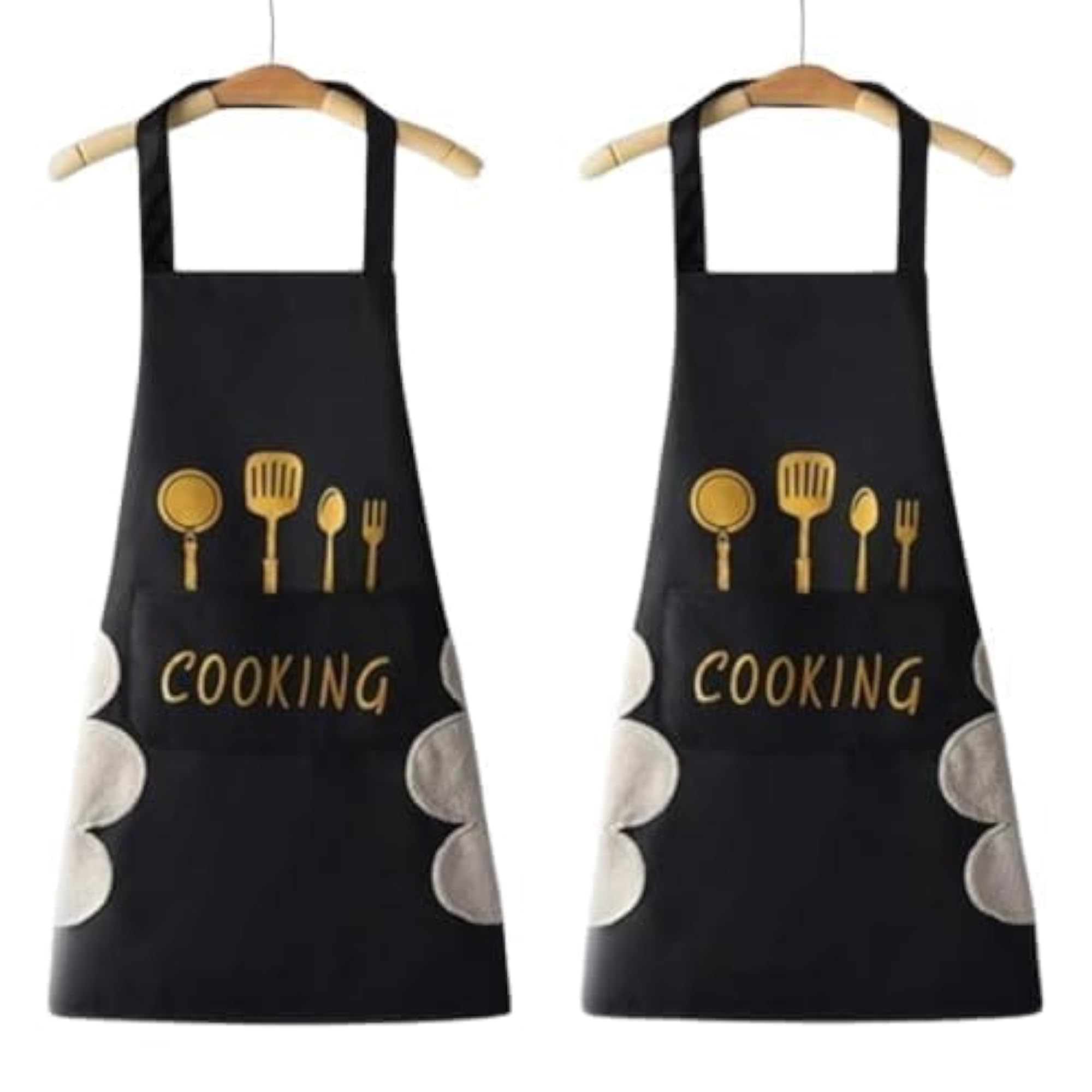 2 Pack Waterproof Kitchen Apron for Women with Front Pocket
