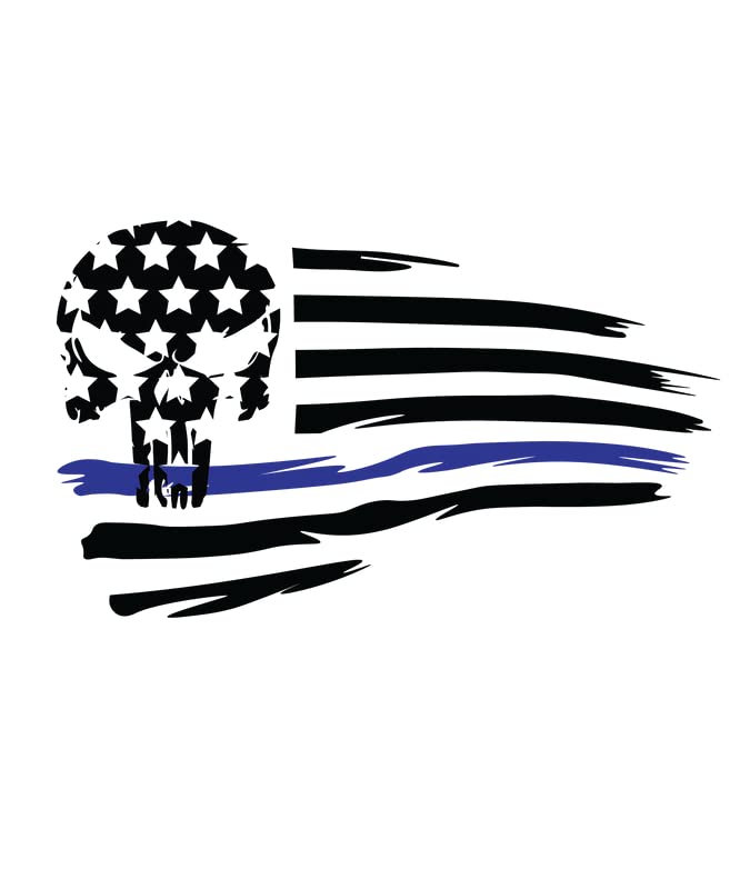 Autocollants tête de mort drapeau américain Blue Line S10136 résistants