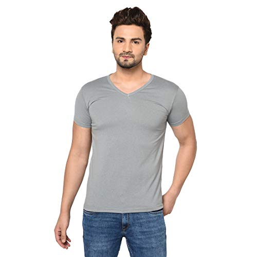 Image of Men's Cotton Blend Half Sleeve V Neck Tshirt