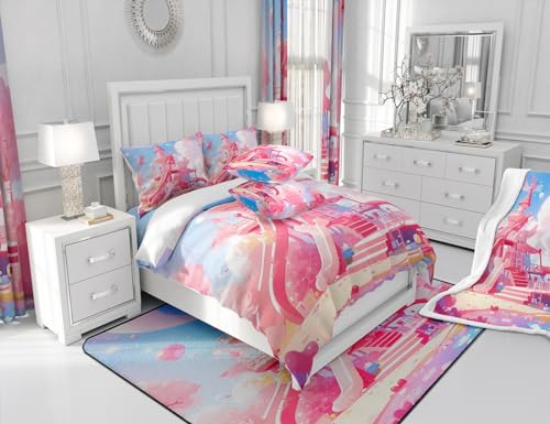 Cama de cuento de hadas con edredón arcoíris infantil para dormitorios de niñas 7