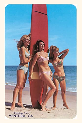 The Vintage Journal Three Woman Surfers in Bikinis Greetings from Ventura...