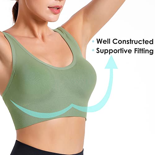 Image of Evercute Sports Bras for Women Padded Medium Support Criss Cross Strappy Bra Seamless High Impact Yoga Exercise Athletic Bras