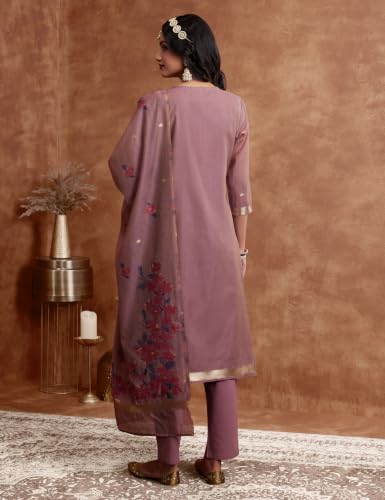 Image of Amazon Brand - Myx Women's Jaquard Embroidered Kurta Set With Dupatta | Salwar Suit Set (Available In Plus Sizes)
