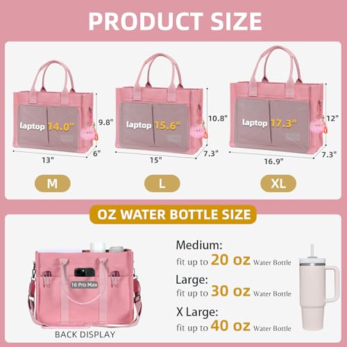 Image of BECOJADDE Structured Canvas Tote Bag for Women, Multi-Compartment Zippered Purse for Work Bible Travel