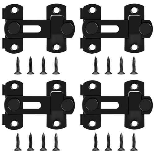 LUCKNIGHT 4 Piezas Pestillo Puerta Corredera Cerrojo, Cerrojo Puerta de Acero Inoxidable, Cerradura Puerta Corredera, para Puertas, Habitaciones, Jardines, Armarios, Negro