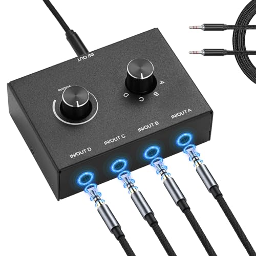 Interruptor de audio y caja divisora para organizar el escritorio de casa
