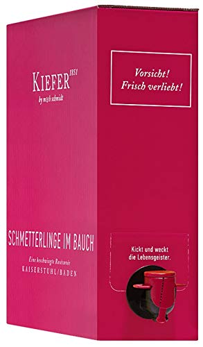 Schmetterlinge im Bauch Rosé 3,0 l Bag in Box Weinschlauch 2019 - Weingut Kiefer | halbtrockener Roséwein | deutscher Sommerwein aus Baden | 1 x 3,00 Liter Cover