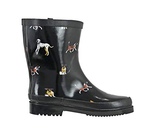 Regenliebe Damen Gummistiefel Waldi Halbschaft Regenstiefel Hunde Motiv, Farbe:schwarz, Größe:39 EU