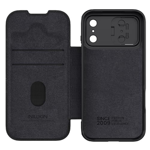 Image of PRITO Nilkin Wallet Flip Case for iPhone 17 Pro Max with Card Slot and Camera Slider, PU Leather Case Cover, All-Around Protection (Black, iPhone 17 Pro Max)