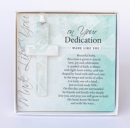 The Grandparent Gift Co. Handmade USA Glass Cross - Perfect Baby Dedication Gift/Keepsake