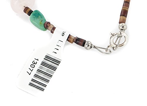 Image of $80Tag Silver Navajo Certified Natural Turquoise Pink Quartz Native Bracelet 13077 Made By Loma Siiva