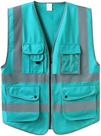 Uninova Safety Vest High Visibility - 9 Pockets Reflective Vest for Men & Women - ANSI/ISEA Standards (Medium, Lake Blue…