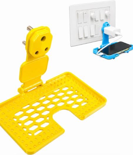 wall socket mobile charging holder stand, foldable phone shelf for home, office, hotels and travel