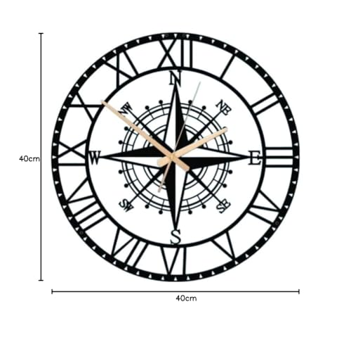 Image of Stylish Metal Wall Clock for Living Room, Bedroom, Office, Kitchen, Home and Hall | Antique Fancy Big Size Modern Wall Watch for Home Decor (DA-127, 50 CM)