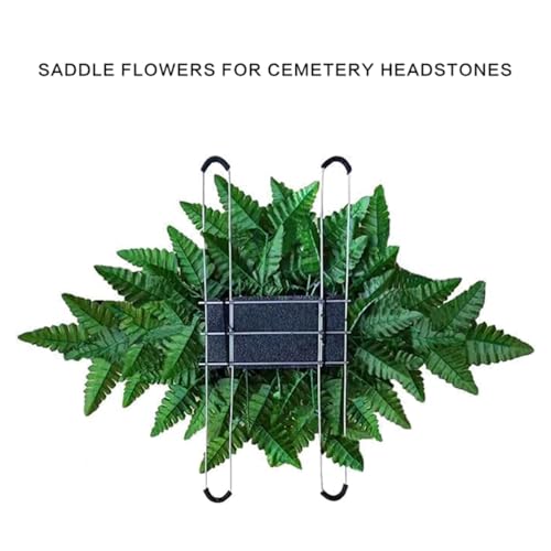 Artificial Cemetery Flowers for Graveside - Headstone Saddle Flower Arrangement, Outdoor Grave Memorial Tombstone Decor, Weather-Resistant Faux Roses (Blue) image 7