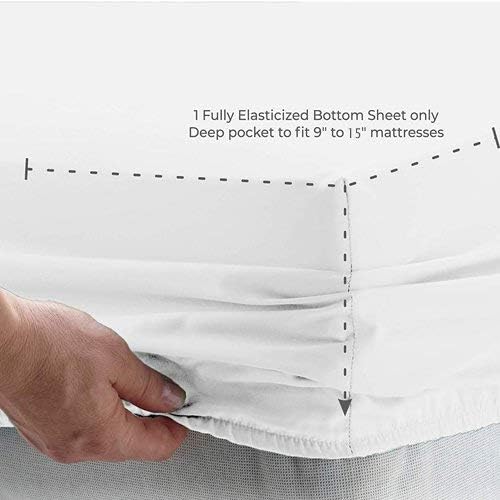 1000 Thread Count Solid Egyptian Quality 100% Cotton 1 PC Fitted Sheet(Bottom Sheet Only) Extra Long Fit Upto 15" inches Deep Pocket (Queen, White).