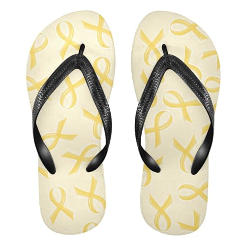SPRIPORT Yellow Ribbon Slim Flip Flops for Women Men Comfortable Casual Thong Cushion Sandals with Non-Slip Rubber Sole Outdoor Sandals for Summer Beach Walking XL