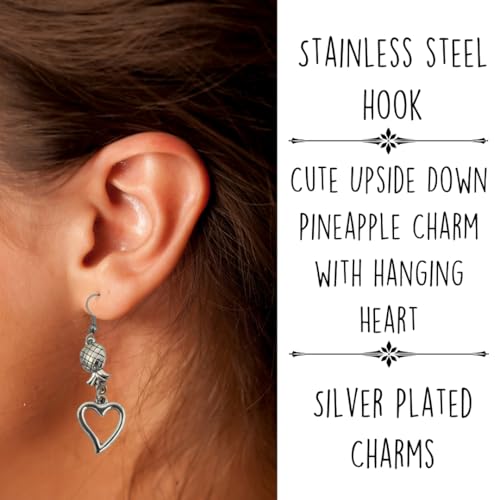 Upside Down Pineapple Jewelry, Upside Down Pineapple Earrings, Upsidedown Silver Earring for Couples, Valentines Day, Christmas for Wife2
