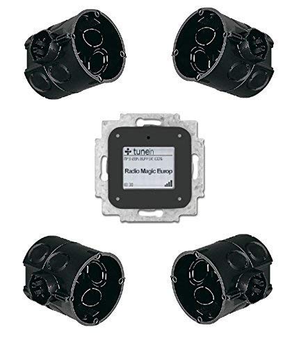 Busch Jäger Unterputz WLAN iNet Internet Radio 8216 U (8216U) inkl. 4 Stück Kaiser Unterputz Gerätedosen/Abzweigschalterdosen 1555-04