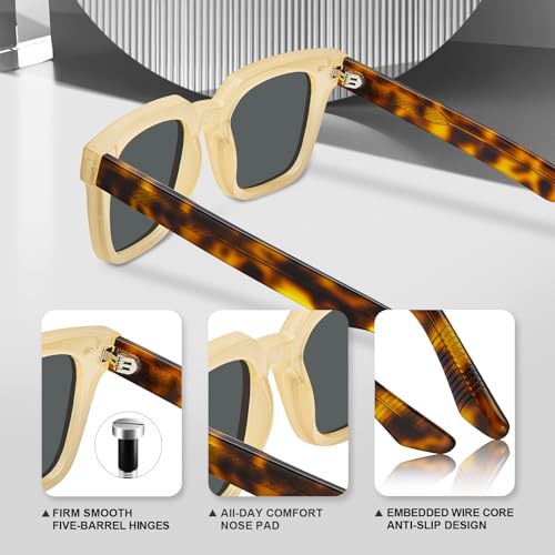 Image of CARFIA Acetate Polarized Sunglasses for Men UV400 Protection Classic Vintage Anti-Glare Lens Driving Outdoor Sun Glasses, CF31105
