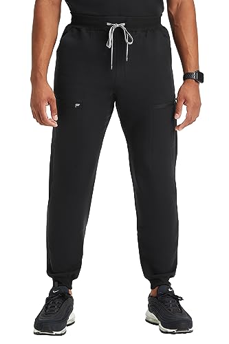 Fabletics Men's All-Shift 5-Pocket Scrub Jogger - MotionTech, 4-Way Stretch, Pocket-Packed, Lightweight, Semi-Slim Fit, XS/Tall 31 in | 31, Black