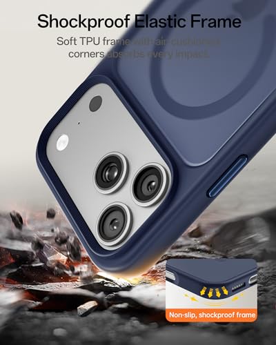 Image of UNBREAKcable Magnetic for iPhone 17 Pro Case 6.3-Inch, Compatible with MagSafe, Full Camera Protection, Built-in Magnetic Ring, Drop Protection Shockproof Slim Phone Cover - Deep Blue