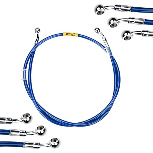 Letgoing 28°-28° latiguillo de freno de moto (azul) 40 cm - 240 cm Latiguillo de embrague trenzado de acero inoxidable Para ATV sportbikes pit dirt bike (1400mm)