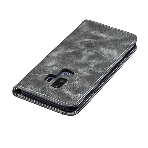 Capook com suporte, compartimentos para cartão e carteira (cinza), para Galaxy S9+ cobre fivela napa