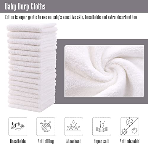Image of Cute Castle Ultra-Soft Baby Washcloths, 16 Pack - 9 inch by 9 inch, Gentle on Sensitive Skin for Face and Body, Plush, Super Absorbent Wash Clothes for Girls and Boys, White