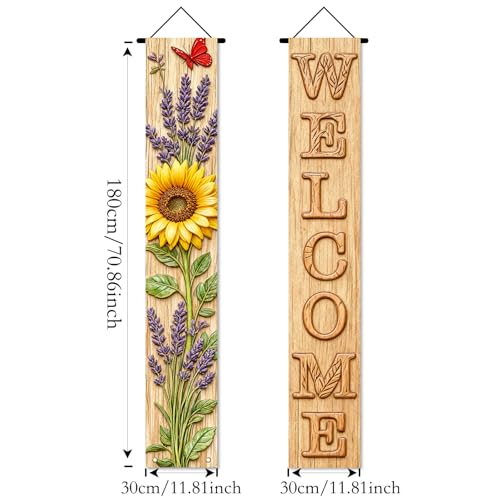 Image of Nuxovilar Sunflower Lavender welcome Banners 12x70 Inches Polyester