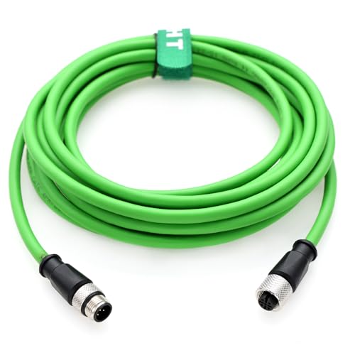 HangTon Cable for Industrial Control Automation IO Link Fieldbus NMEA2000 Sensor Device Network CAN Bus, M12 5 Pin, 60V 2A, CAT6, Shielded, Waterproof, Green, 4M