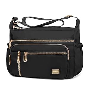 NPBAG Crossbody Bag for Women, Nylon Shoulder Purse Handbag Messenger Bag, Trendy Pocketbooks, Waterproof and Multi-Pockets (Black)