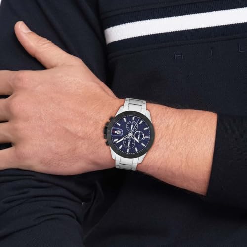 Image of Tommy Hilfiger Jameson Quartz Analog with Blue Dial Silver Stainless Steel Strap Watch for Men - TH1792198