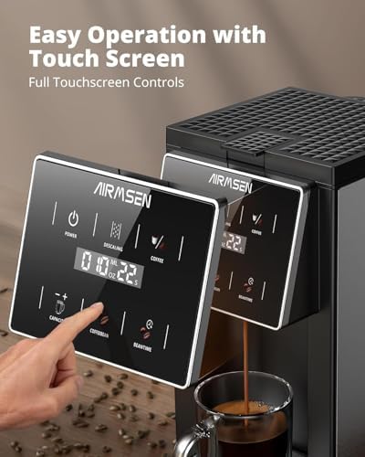 AIRMSEN Grind and Brew Coffee Maker, Single Serve with Built-In Grinder, Compatible with K-Cup Pods & Ground Coffee, 1000W Fast 6-14 oz Brewing, Touchscreen, 50 oz Removable Tank - 4
