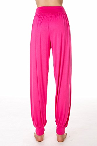 Calça feminina elástica de algodão modal macio da Lanmay para yoga, esportes, dança e harém, Rose Re