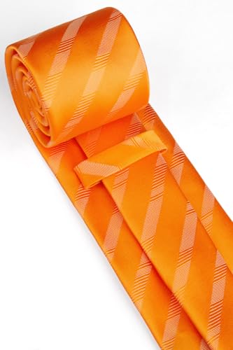 Image of HISDERN Mens Tie Striped Ties and Handkerchief Set Business Formal Woven Pocket Square Wedding College Stripe Necktie