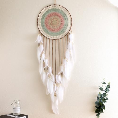 Malicosmile Dream Catchers Large Wall Hanging Decor, Colorful Lace with White Feather Big Dream Catcher for Wall Bedroom Adult
