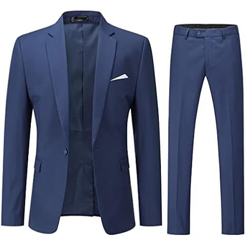 YOUTHUP Men's 2 Piece Suits Slim Fit 1 Button Business Wedding Tuxedo Suit Formal Blazer and Trousers Cover