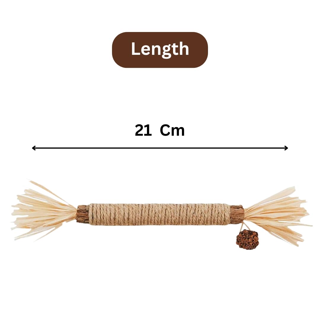 Urban Pet Gallery Silvervine Stick for Cats with Sisal Rope and Gall Fruit, Natural Catnip Alternative, Cat Chew Toy Set of 3 Silvervine Sticks 21 Cm Each 1