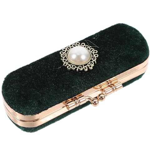 FRCOLOR Estojo Vintage para Com Espelho, Caixa Retrô de Veludo para E Bálsamo Labial, Organizador de Cosméticos E Acessórios de Maquiagem (verde) 10,00 X 3,50 X 2,50 Cm