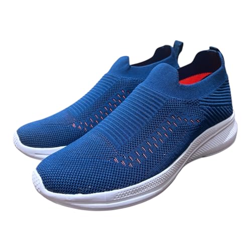 Image of Men's Slip-On Walking Shoes with Breathable Knit Mesh Upper | Lightweight Cushioned Sole Casual Sneakers | Sock-Style Flexible Comfort Shoes for Walking, Travel & Light Sports