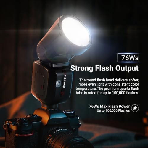 Image of NEEWER Z2PRO-N 2.4G TTL Round Head Flash Speedlite Compatible with Nikon, Wireless Compatible with Godox, 76Ws 1 /8000s HSS, Upgraded UI, TTL /M TCM Switch, 7.2V /3000mAh Battery, 600 Full Power Flash