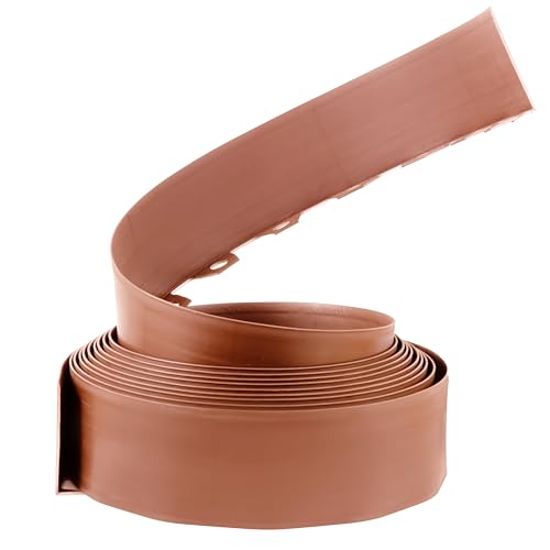 Lawn Garden Edging Border 32ft | 10m with Heavy-Duty Ground Stakes 10CM High Flexible Flower Bed Edge and Reinforced Plastic Pegs, Professional Landscape Dividers, Weather Resistant (Terracota)