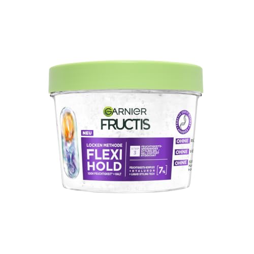 Garnier Fructis Locken Methode Flexi Hold feuchtigkeitsspendendes Gel für alle Lockentypen mit Hyaluron langanhaltender Halt Haargel ohne Silikone Haar Styling kein Verkleben 370 ml