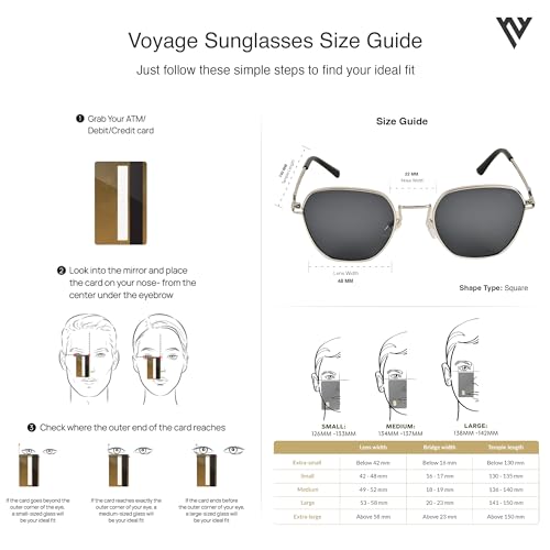 Image of Voyage UV Protected Square Women Sunglasses - (Brown Lens | Golden Frame) (Black) (Small)