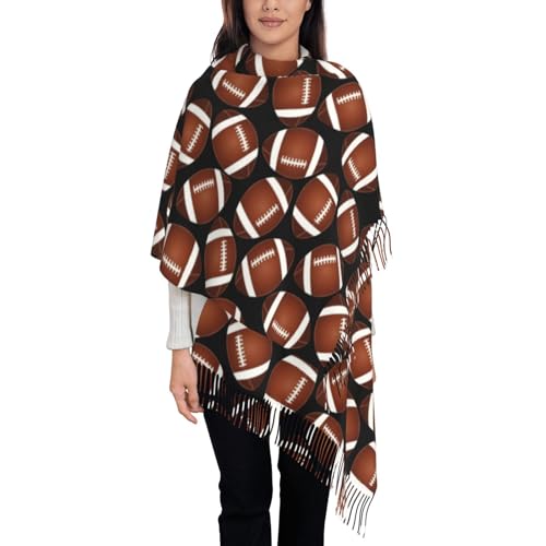 Brown Football On Black Print Women'S Warm Scarf Tassel Scarf Shawl Warm Ladies Fringed Shawl Wraps3