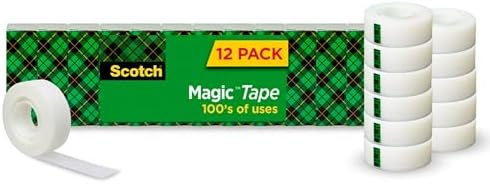 Scotch Magic Tape in Box 3/4 x 1299 in (19mm x 33m), 1 roll/box - 12 rolls/pack | Invisible | Removable | Sticky Tape | For Document Repair, Labelling and Sealing | Scotch Tape | Boxed individually