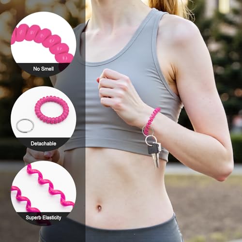 Image of TENOC Spiral Coil Keychain, Anti-lost Key Chain Holder Lanyard Cord for Sauna Outdoor Sports and Gym Pool