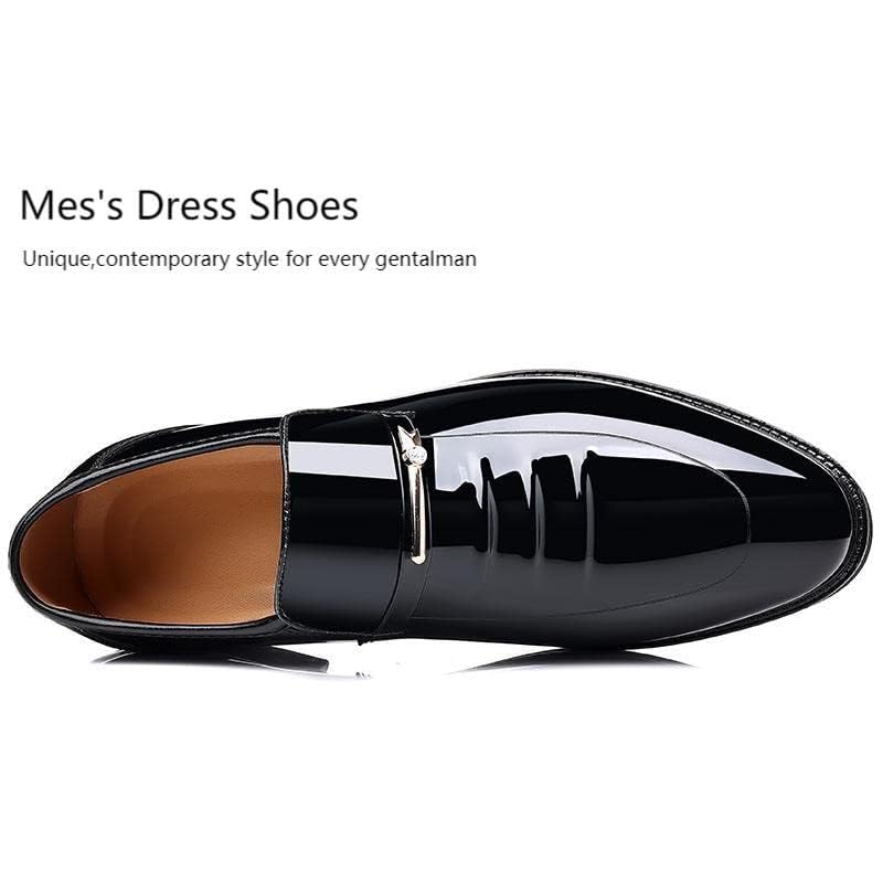BULMEGIRY Mens Oxford Dress Shoes Faux Patent Leather Wedding Shoes Classic Lace-up Formal Tuxedo Derby Shoes Black3