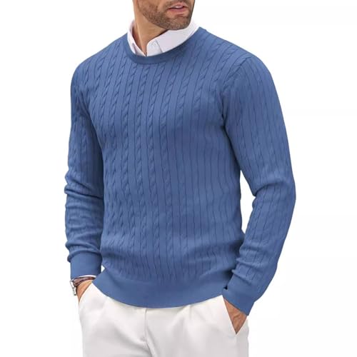 Fxbar Mens Fall Sweaters Mens Crewneck Sweater Soft Pullover Sweaters Long Sleeve Knitted Textured Jumper Fall Winter Outwear, Blue-a, 3X-Large2